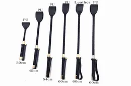 Massage 3060cm Black PU Leather Spanking Paddle Long Whip Flirting Slave BDSM Bondage Flogger Sex Toys For Women Adults SM Games7493207