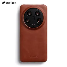 Melkco الأصلي جلد البقر البقر النحيف علبة ضئيلة ل Xiaomi 14 13 12S الغطاء الخلفي للزيت Ultra