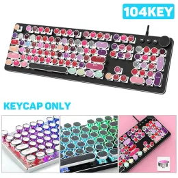 Teclados 104 chaves retro redonda de itens duplos tiro duplo dinypwriter keycap para player elegante retroiluminamento de teclado mecânico tampa circular de tecla