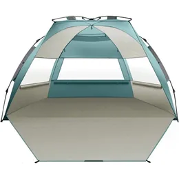 Pop -up Beach Tenda per 4 persone Setup e portatile Sunda da sole Shelter Shelter con UPF 50 UV Protection Family Tenda 240416