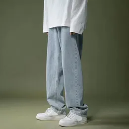 Comodo Fashion Daily Daily Men Pants Pants Student WidEleg Jeans Baseg Jeans Fisse Casual Cotton Blend Elastic 240415