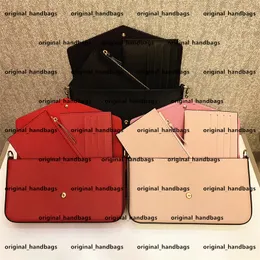 118L Multi Felicie Pochette Luxurys Designer Bag 3pcs Ustaw kobiety torebki torebki Crossbody skórzana torebka moda na ramię Lady Portfel torby z pudełkiem M61276