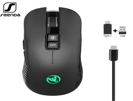 Topi Seenda 24G USBC Wireless Mouse ricaricabile da gioco ricaricabile Mouse 3600DPI 7 Topi Mute Typec Mute per MacBook Laptop PC Mouse 227387156