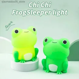 Lamps Shades Cute silicone frog LED night light touch sensor dimmable timer USB rechargeable bedside for childrens bedroom decoration Q240417