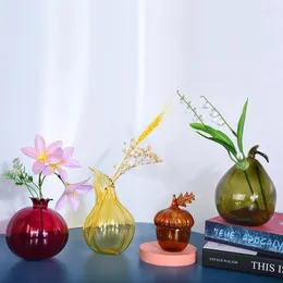 Vases Creative Fruit Shaped Vase Pomegranate Pumpkin Plant Hydroponic Terrarium Art Table Glass Crafts Room Garden Decor