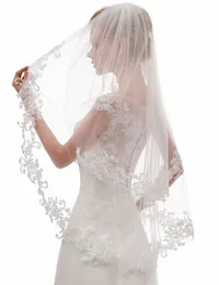 women's Short 2 Tier Lace Wedding Bridal Veil With Comb 75cm U56w#