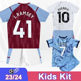 23 24 Rogers Kamara Kid Kit Maglie da calcio McGinn Watkins Duran Chambers Pau Digne Buendia Tielemans Home Away 3a Child Suit Shirts Football