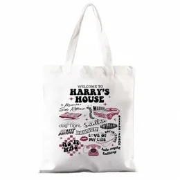 Benvenuto nella tote bot di tela di casa di Harry's House Miglior regalo per i fan di Harry HS Merch Essentials for Music Lover Shop Bag Q5QH#