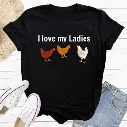 Drukuj kocham moje damskie literę kobiety letnia moda koszulka z krótkim rękawem żeńska y2k swobodne tshirt zwierzęcy chiken graficzna tshirt s194 240416