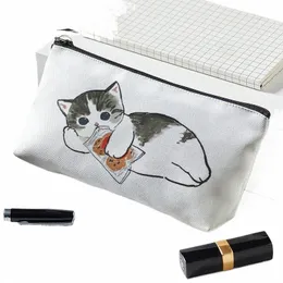 kawaii 만화 고양이 고양이 가방 화장품 가방 여성의 귀여운 휴대용 세면 도로 여행 메이크업 가방 주최자 파우치 뷰이 케이스 U5ey#