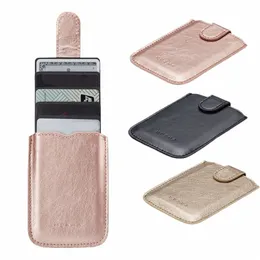 new Design 5 Card Pockets Phe ID Card Holder Men Women Fi PU Leather Wallet Card Holder Bag Adhesive Case Pouch 13fJ#