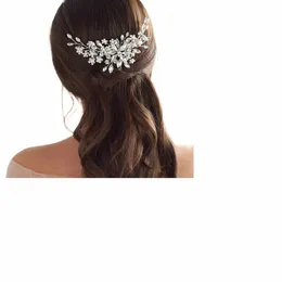Perlenkristall FR Bridal Hair Combs Rhines Hair Schmuck Hochzeit Akquiriten Bridal Tiara Stirnband Prom Pearl Kopfbedeckung 90dc#
