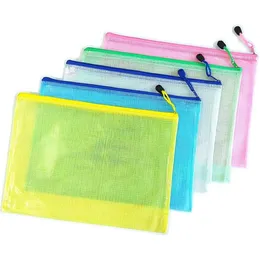 Libro Cover Cover Wholesale Mesh Cash Document Document Bag Lettere Dimensione/A4 File zip File buste in plastica impermeabile per Ufficio scolastico OTVLX