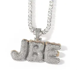 Anhänger Halsketten benutzerdefinierte Blasenbuchstabenkette vereiseren Namen Pendent Labor Diamond CZ Initial Sier Gold Personalisiert Hip Hop Schmuck W1332829