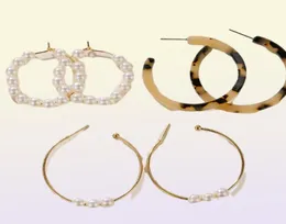 Zovoli Pearl Gold Big Hoop Earrings 세트 여성 기하학적 구슬로 된 서클 이어링 금속 후프 패션 Boho 미니멀리스트 jewelry361343037923