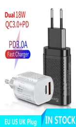 QC30 18W Fast Wall Chargers USB Quick Lades Travel Power Adapter US EU UK Plug für iPhone Samsung Xiaomi Smartphones2698282