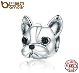 925 Sterling Silver Loyal Partners French Bulldog Doggy Animal Beads Fit Women Charm Bracetes Puppy Jewelry4686174