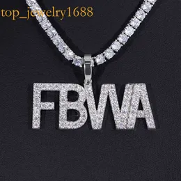 Yu Ying Gems Custom Personality Solid Sier With Ice Out Moissanite Letter Name Hip Hop Pendant