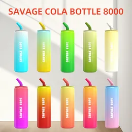 EU Warehouse Savage Vapes Puff 9000 9K 8000 Puffs Cola Bottle Disposable Vapes 20ml Juice Prefilled E Cigarette Vapers 5% 10 Flavors 650mAh Rechargeable Puff 5000 2800