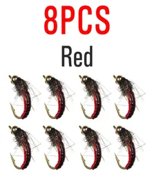 12 ICERIO 8PCS Brass Bead Head Fast Sinking Nymph Scud Bug Worm Flies Trout Fly Fishing Lure Bait C02229664595