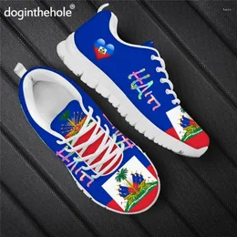 Scarpe casual Doginthehole Haiti Flag Stampa sneaker leggero maschi maschi in rete traspirante in mesh che eseguono Moq1 personalizzati