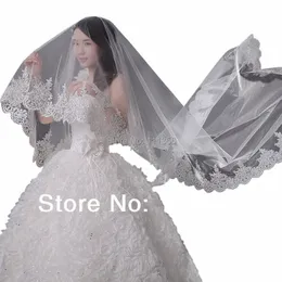 Alta qualità a uno strato White Wedding Wedding Dres Accories Veils Lace Edge Bridal Voile Velo J86T#