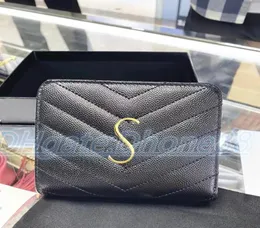 Luxury Designer Caviar Coin Purse Card Holder Mens Womens Plånbok Key Pouch Metal Sign Cardholder Mini Plånböcker med Box Leather Top5543339