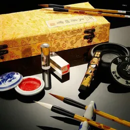 Piastre decorative calligrafia cinese Sumi pennello scrittura/pittura set di pennelli da disegno di pittura giapponese. Sigillo personalizzato cinese con il tuo nome