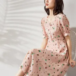 Casual Dresses Pink Silk Floral Maxi Dress Womenbig Swing 2024 Summer Long Work Boho Beach Office Sexy Party Luxury Plus Size