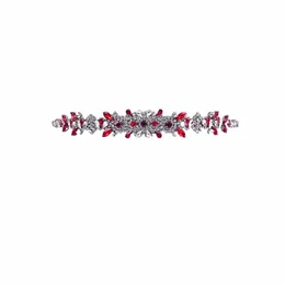 topqueen Bridal Red Gemstes Thin Belt Luxury Wedding Handmade Ribb S Wedding Belt Dr Waist Accories S51-Red N0i0#