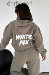 Branco Designer Tracksuit Fox Hoodie Define duas peças de 2 peças para mulheres roupas masculinas esportivas com mangas compridas com capuz