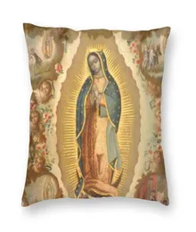 Poduszka poduszki retro retro Virgin of Guadalupe Mary Cushion Cover 45x45cm Dekorca domu 3D Druk Meksyk katolicki rzut 2801550