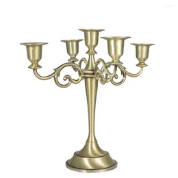 Titulares de vela Retro Candelabra para 3-5 Lâmpada de chá de velas 25,5cm Metal Craft Candlestick Bar El Wedding Party Dinner Table Ornament Gift