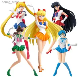 Экшн -фигуры 5pcs аниме матрос Moon Figure Model Toy Tosukino Usagi Tuxedo Mask Venus Anime Action Figuras Collection Декор мультфильм кукла 18 см Y240415