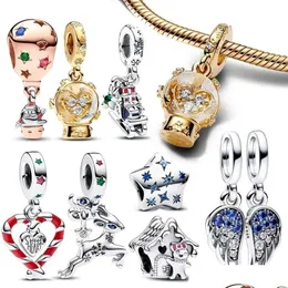 Cuore in lega Snowflake Snow Globe Dangle Charm Fit perle a sospensione bracciale originale per donne che fanno gitioni regalo Realizzazione Gioie