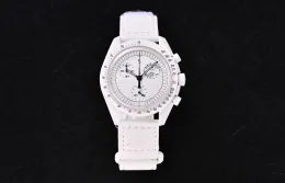 2024 NEW mark Functional Speedmaster Planet Quartz Watch High Quality Ceramic Swatch Venus Mercury moon white01