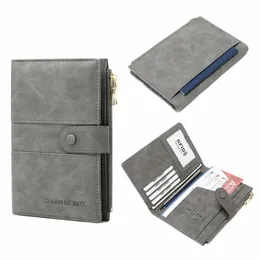 Anti-stöld pass plånbok rfid passhållare blixtlåsspänne rese plånbok dokumenthållare multifunktialt rese pass väska v4ep#