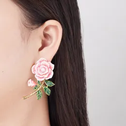 New Design Spring Enamel Rose Blossom Earring for Women's Fresh Forest Earrings Ear studs PH-889