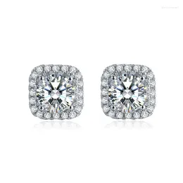 스터드 이어링 5 mm 0.5 ct moissanite 925 스털링 실버 패스 다이아몬드 테스트 인증서 화려한 컷 색상 d