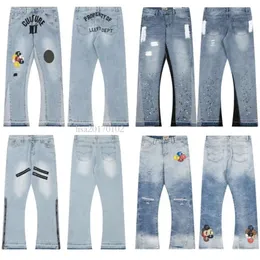 Designer de homens Jean GalleryDept Jeans Pontas de vestuário feminino Sorto salpico casal solto versátil reto casual high street pilha calça calçada