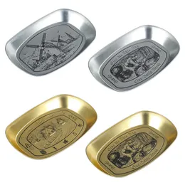 245*165*30mm Vintage Tinplate Rolling Tray Metal Cigarett Portable Creative Pipe Cigarettbrickor Handrulle Tobaksslipverktyg Rökning Tillbehör Tillbehör