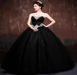 검은 노란색 공 가운 Long Quinceanera Dresses Beaded Aweetheart Bodice Corset Corset Prom Dress Sparkly Pageant Dress1111063