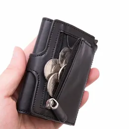 Pop-up RFID Black Wallet ID-Kartenfall Männer RFID Butt Credit Card Holder Hochwertiges Metall Aluminium Auto Münze C34R#