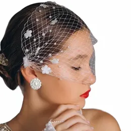 Topqueen VA15 Mini Bridal Veils Blusher Veil Wedding Birdcage Washer z Pearls Dwa grzebice Bachelorette Party Actors 77G5#