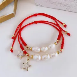 Strand Kkbead Star Charm Bracelets Gift for Friends Natural Pearl Bracelet Lucky Red String Jewelry Women Women Pulseras