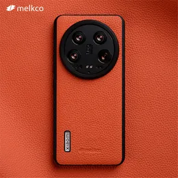 Caso esbelto de couro de couro genuíno original de Melkco para Xiaomi 14 Ultra Business Back Cover