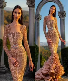 Modest Vlorakaltrina Mermaid Abiti da sera a maniche quadrate paillettes a ghigliottina di cristalli Crystal Abiti formali Sweep Giorna da treno 85551485