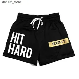 Herr shorts träning boxning shorts män gym fitness bodybuilding shorts sommar svart guld man andas snabbt torr jogger strand korta byxor q240416