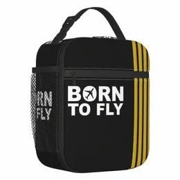 Född för att flyga Captain Stripes Flight Pilot Lunch Boxes Multifuncti Aviati Airplane Cooler Thermal Food Isolated Lunch Bag S27W#