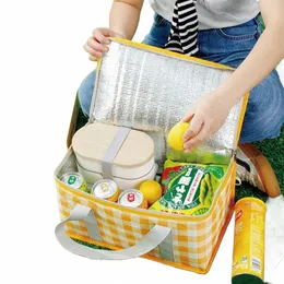 Mahlzeit Picknickartikel Drink Reißverschluss Pack thermisch isolierter Kühler Box Spring Day Picknickbeutel Lebensmittel Handbeutel Cam Food Storage Bag t7cy##